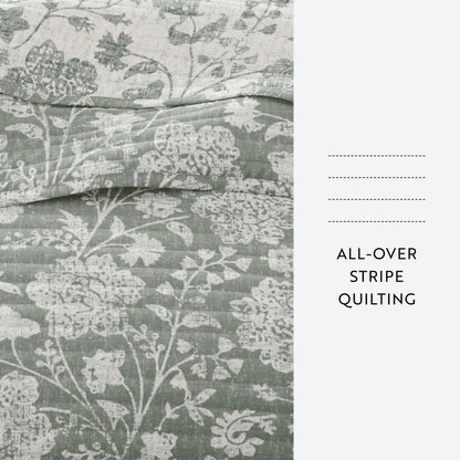 Becky Cameron All Season 3 Piece Textured Floral Reversible Quilt Set