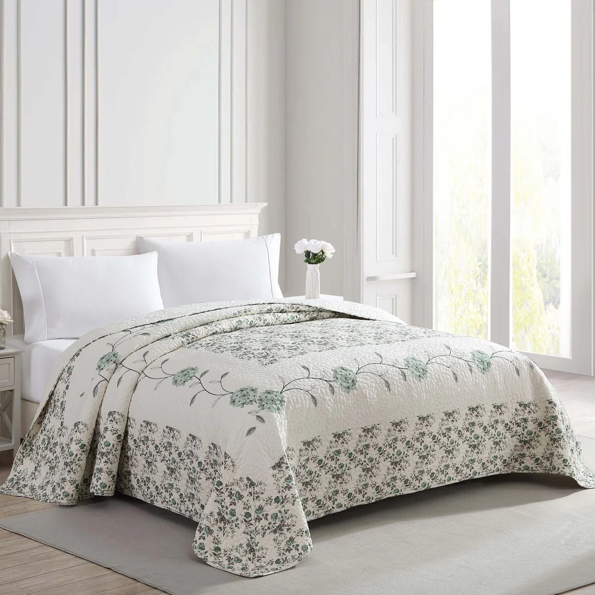 Carnation Embroidered Bedspread