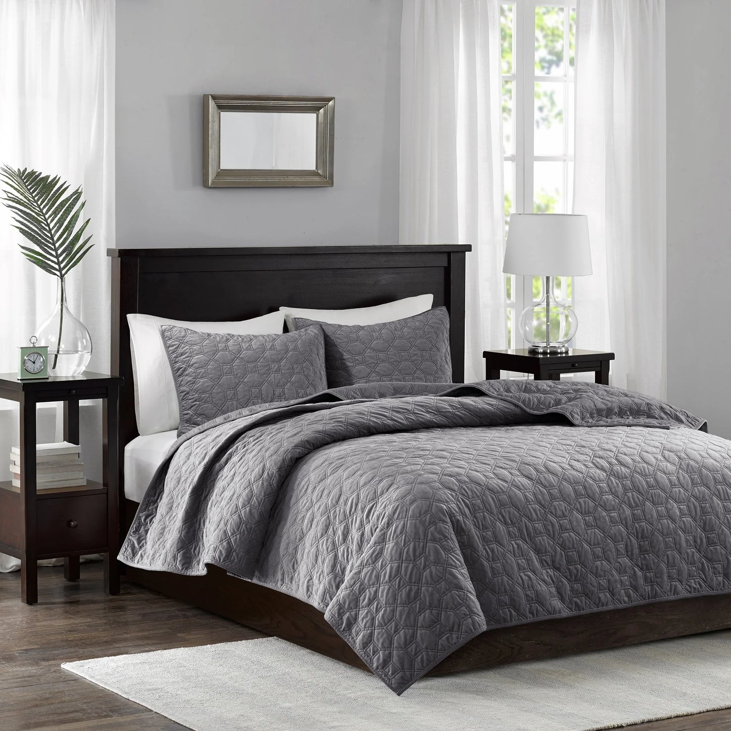 Madison Park Emery 3 Piece Velvet Quilt Set