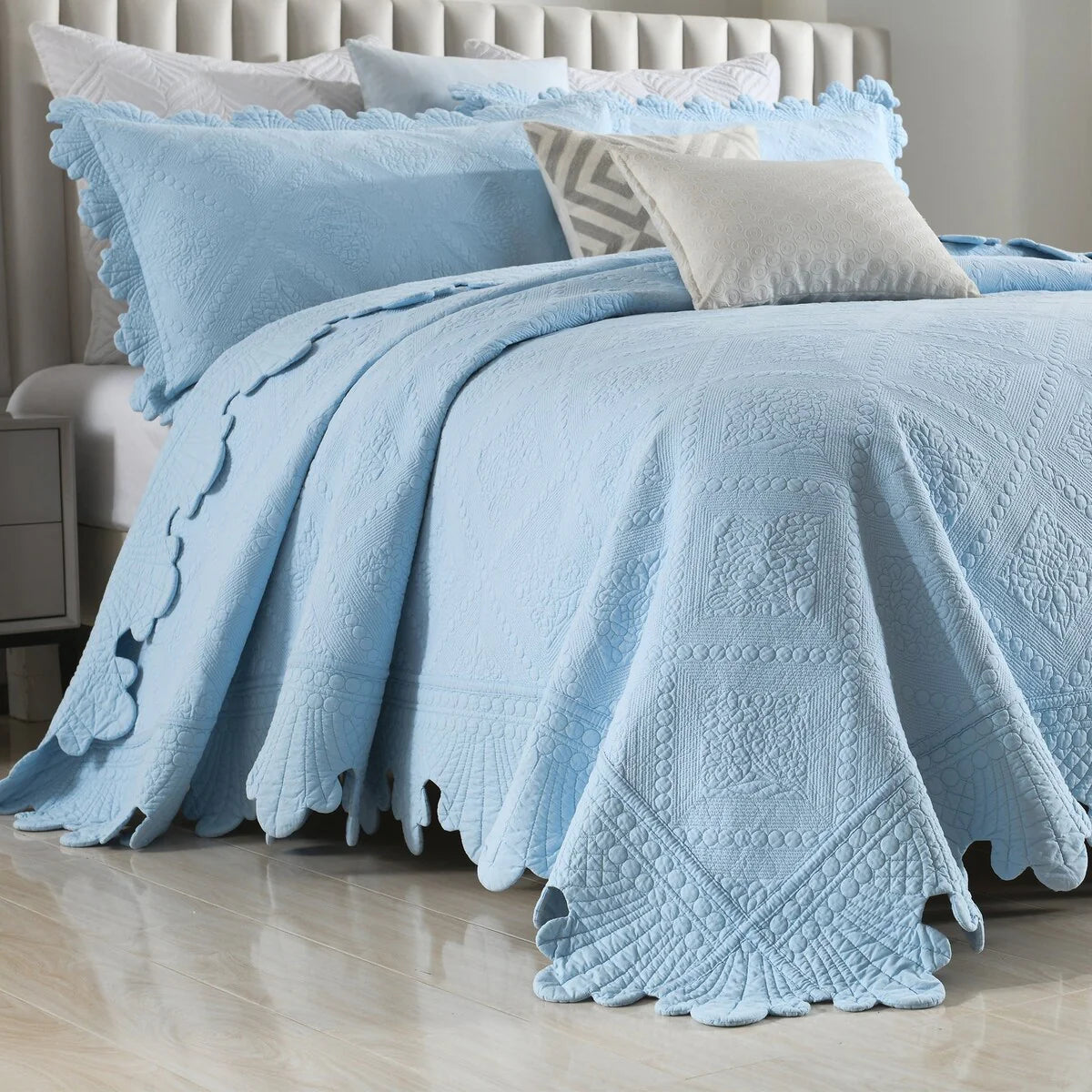 MarCielo 3Pcs 100% Cotton Oversized Quilt Bedspread Coverlet Set TK