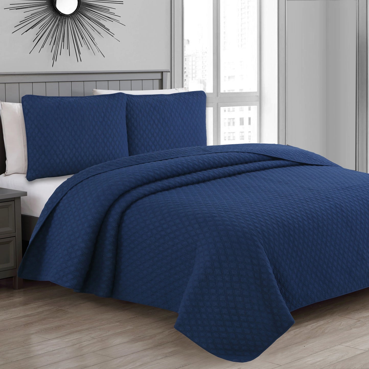 Copper Grove Verbena Diamond Stitch Cotton Quilt Set