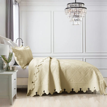 MarCielo 3Pcs 100% Cotton Oversized Quilt Bedspread Coverlet Set TK