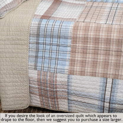 Cozy Line Hank Blue Patchwork 3-piece Reversible Cotton Quilt Bedding Set