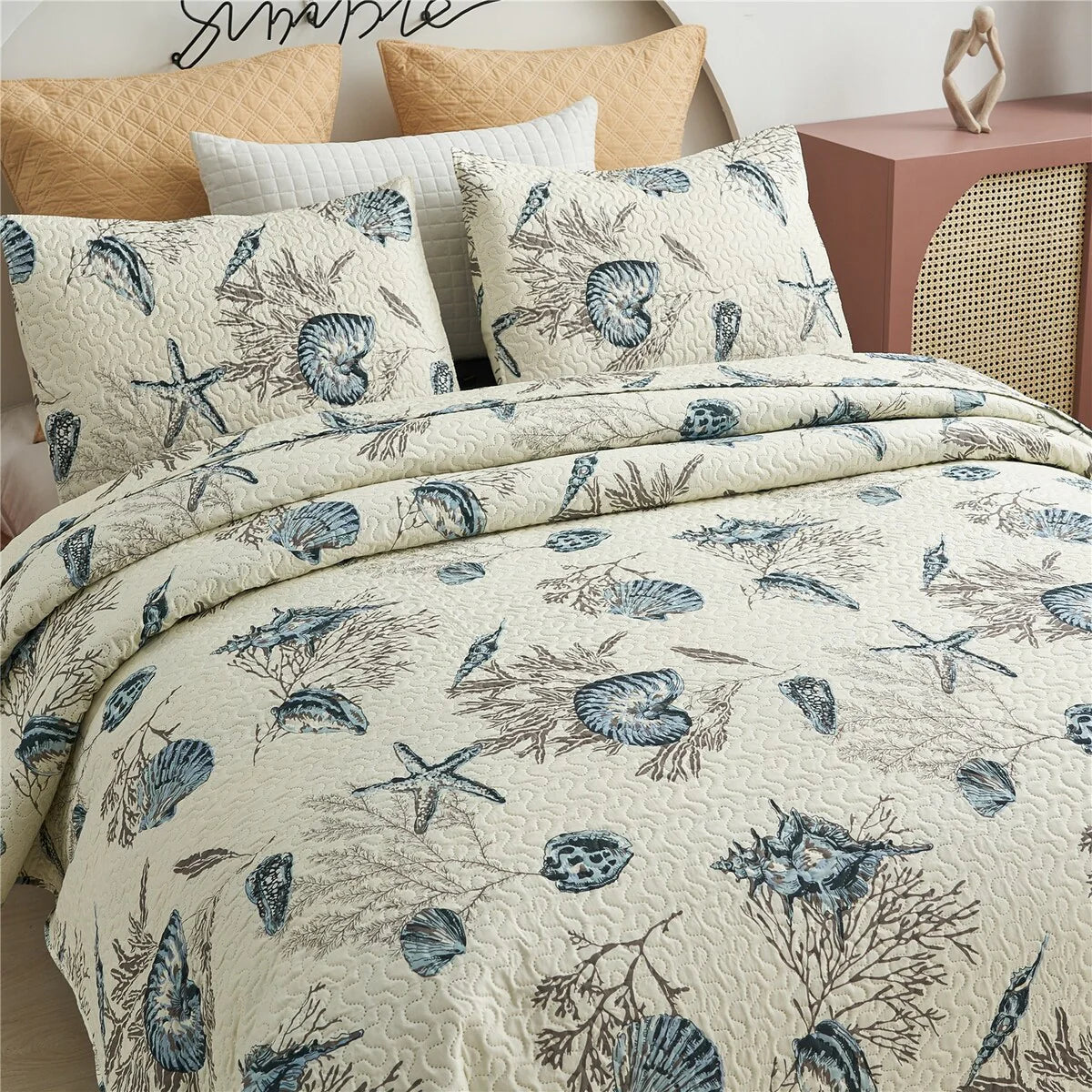 Vintage Rose Reversible Quilt Set, Bedspread, Coverlet
