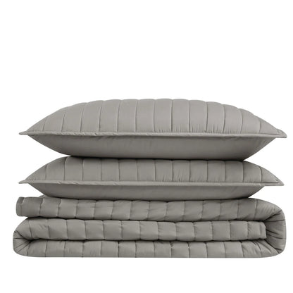 Brooklyn Loom Oversized Cotton Percale 3 Piece Quilt Set