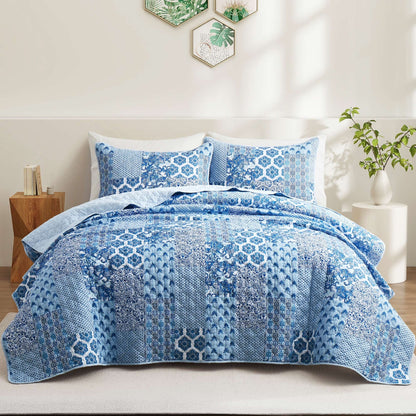 3-Piece Reversible Ultra Lighweight Coverlet Premium Microfiber Bedspread Quilt Set