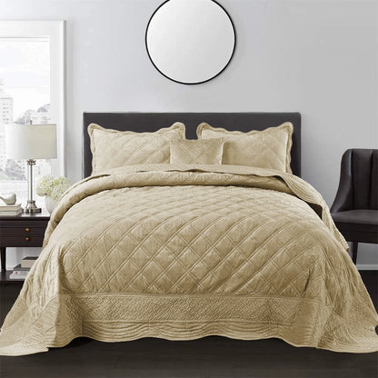 Serenta Supersoft Microplush Quilted 4 Pieces Bedspread Coverlet Set