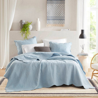 Madison Park Marino 3 Piece Reversible Scalloped Edge Quilt Set