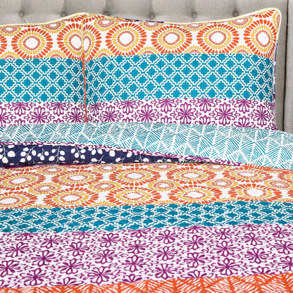 The Curated Nomad La Boheme 3-piece Striped Patterned Quilt Set
