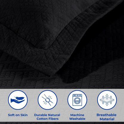 Superior Basketweave Cotton Decorative Bedspread Set