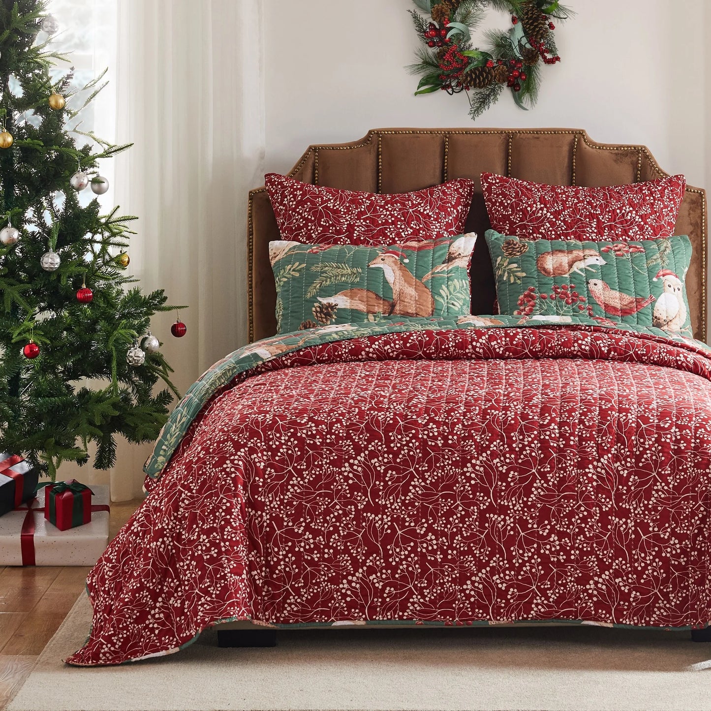 Porch & Den Morilon Forest Wildlife Cotton-Rich Reversible Quilt Set