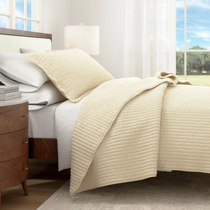 Linery & Co. Detailed Channel Stitch Microfiber Quilt Set With Shams.
