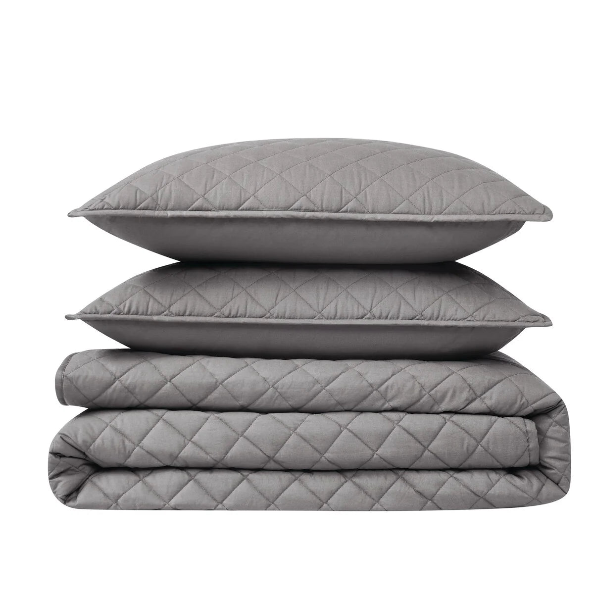 Cannon Solid Oversized Percale 3 Piece Quilt Set