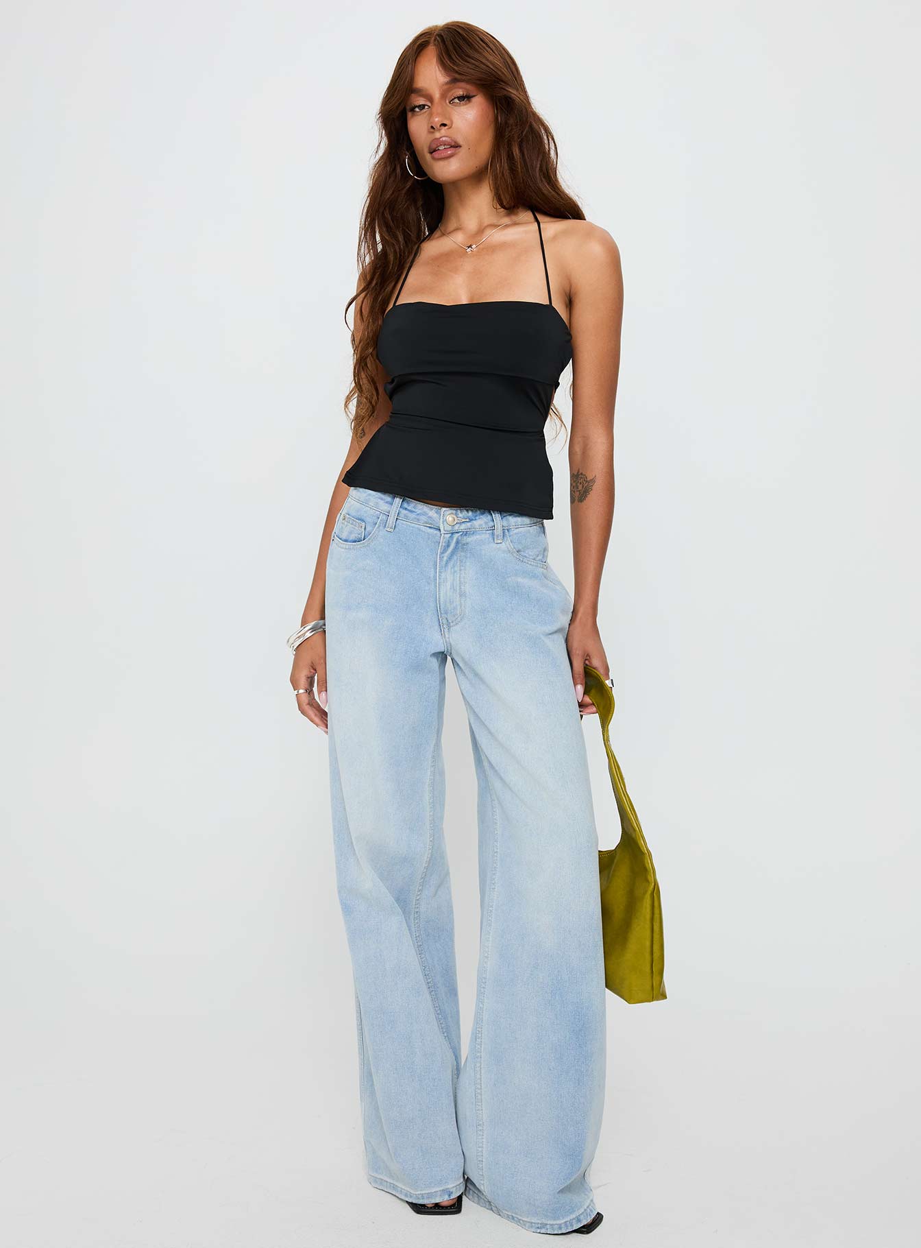 In The End Tie Back Top Black