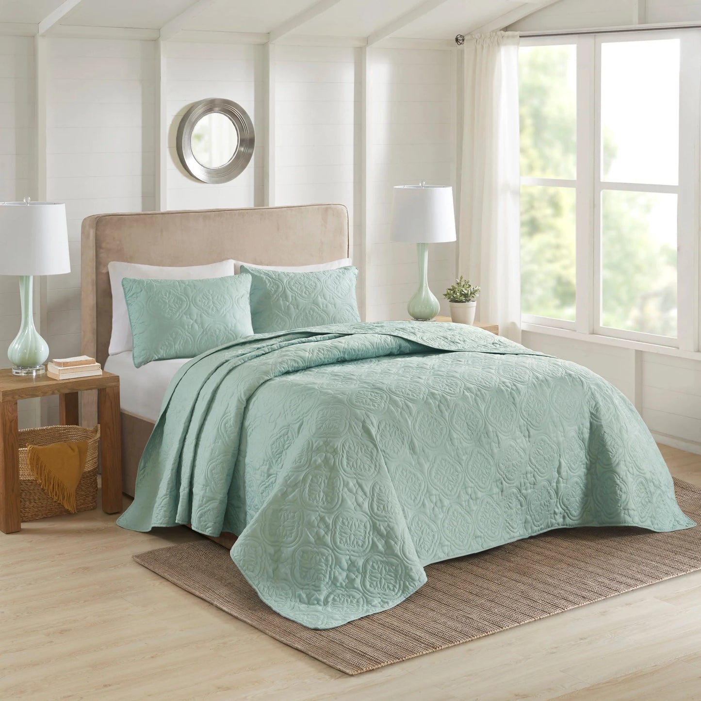 510 Design Hayley Oversized Solid Texture 3 Piece Reversible Bedspread Set