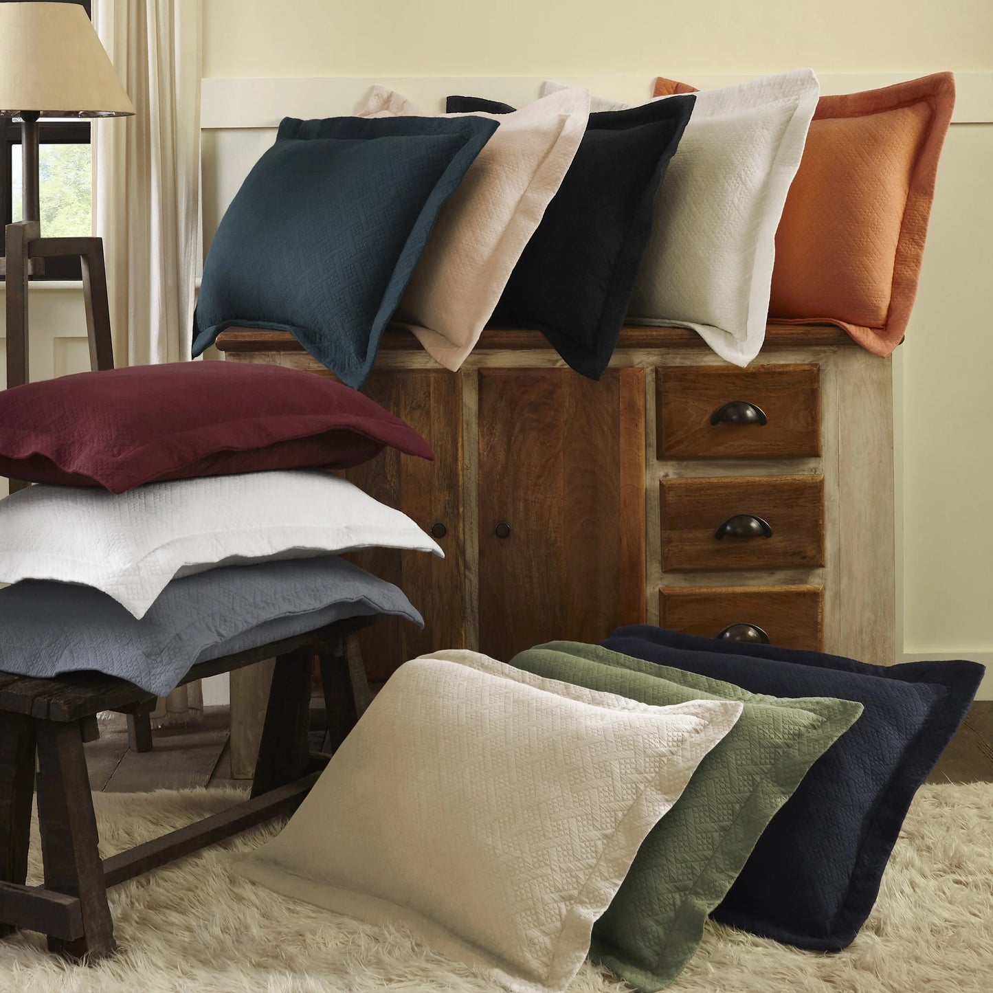 Superior Basketweave Cotton Decorative Bedspread Set
