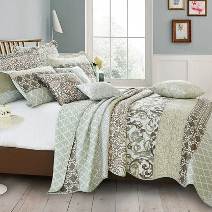 9-pc. Cal King Printed Striped Microfiber Blend Bed Coverlet Set