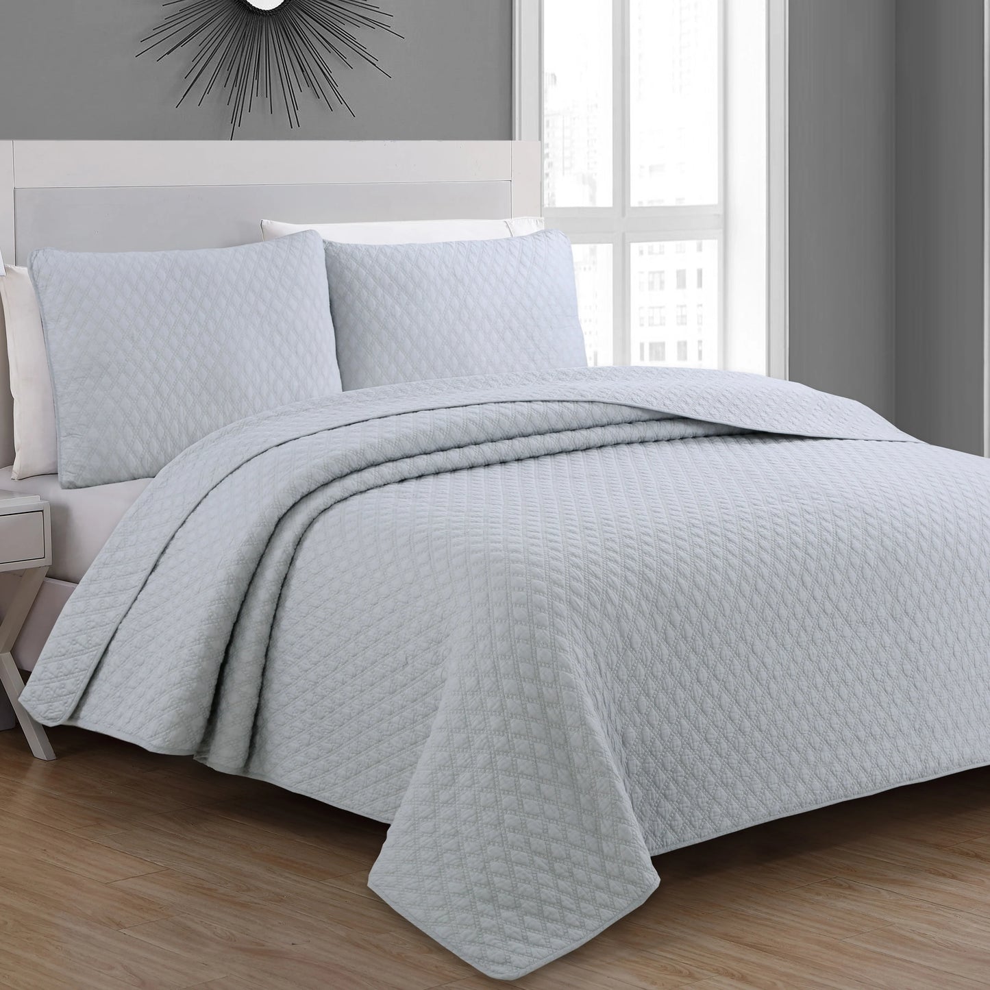Copper Grove Verbena Diamond Stitch Cotton Quilt Set
