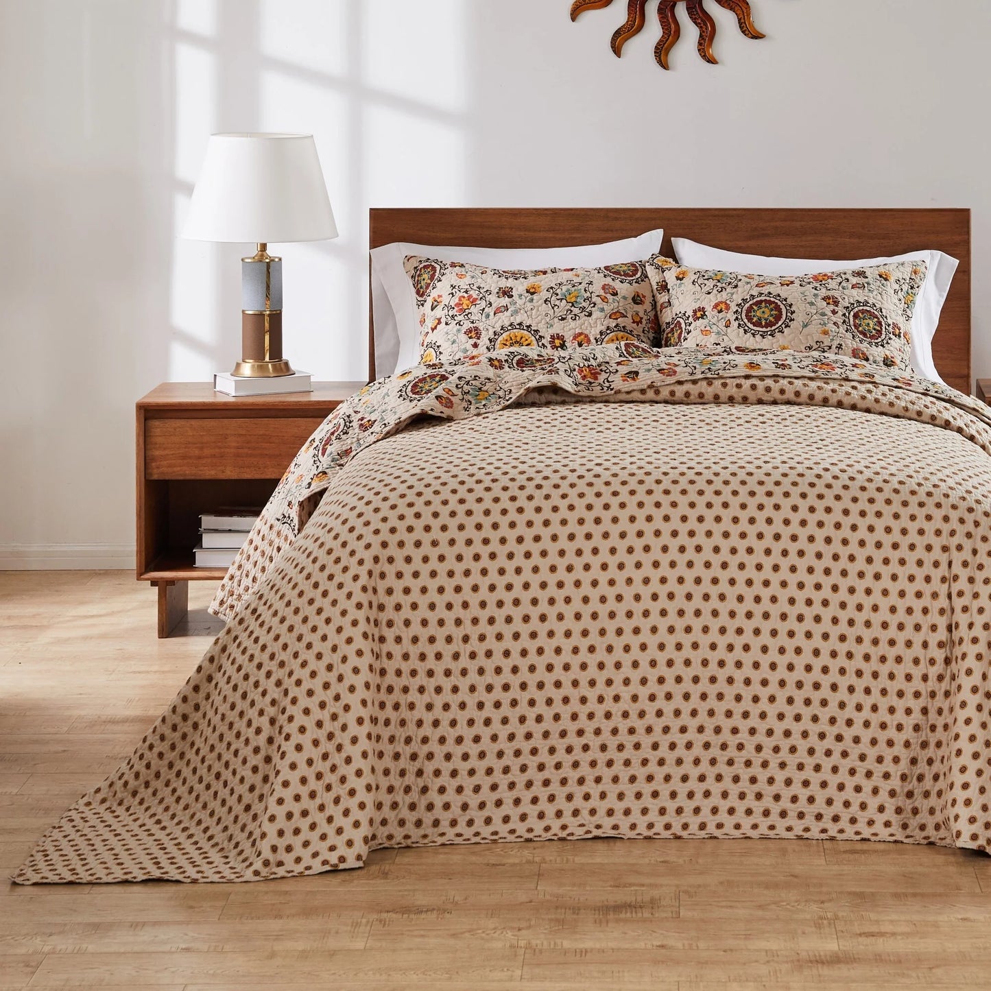 Greenland Home Fashions Andorra Cotton 100% Cotton Reversible 3-Piece Bedspread Set