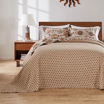 Greenland Home Fashions Andorra Cotton 100% Cotton Reversible 3-Piece Bedspread Set