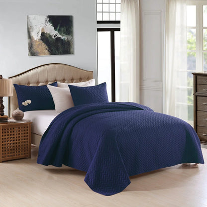 3-piece Fashionable Solid Embossed Quilt Set Bedspread Cover