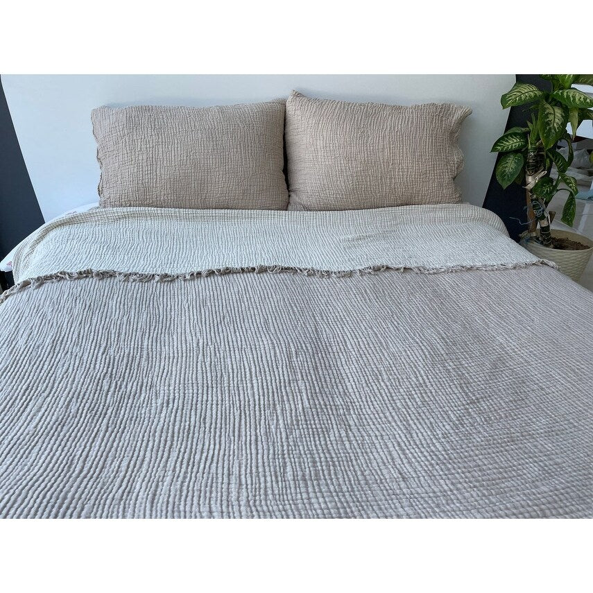 Muslin Blanket 4 Layers, Soft Bedspread, Turkish Cotton Muslin Bed Cover, Reversible Coverlet