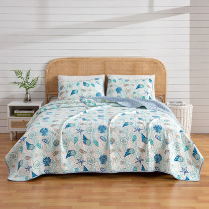Linery & Co. Coastal Microfiber Quilt Set With Shams.
