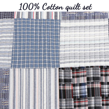 Copper Grove Stornoway Plaid Denim Patchwork Quilt Bedding Set