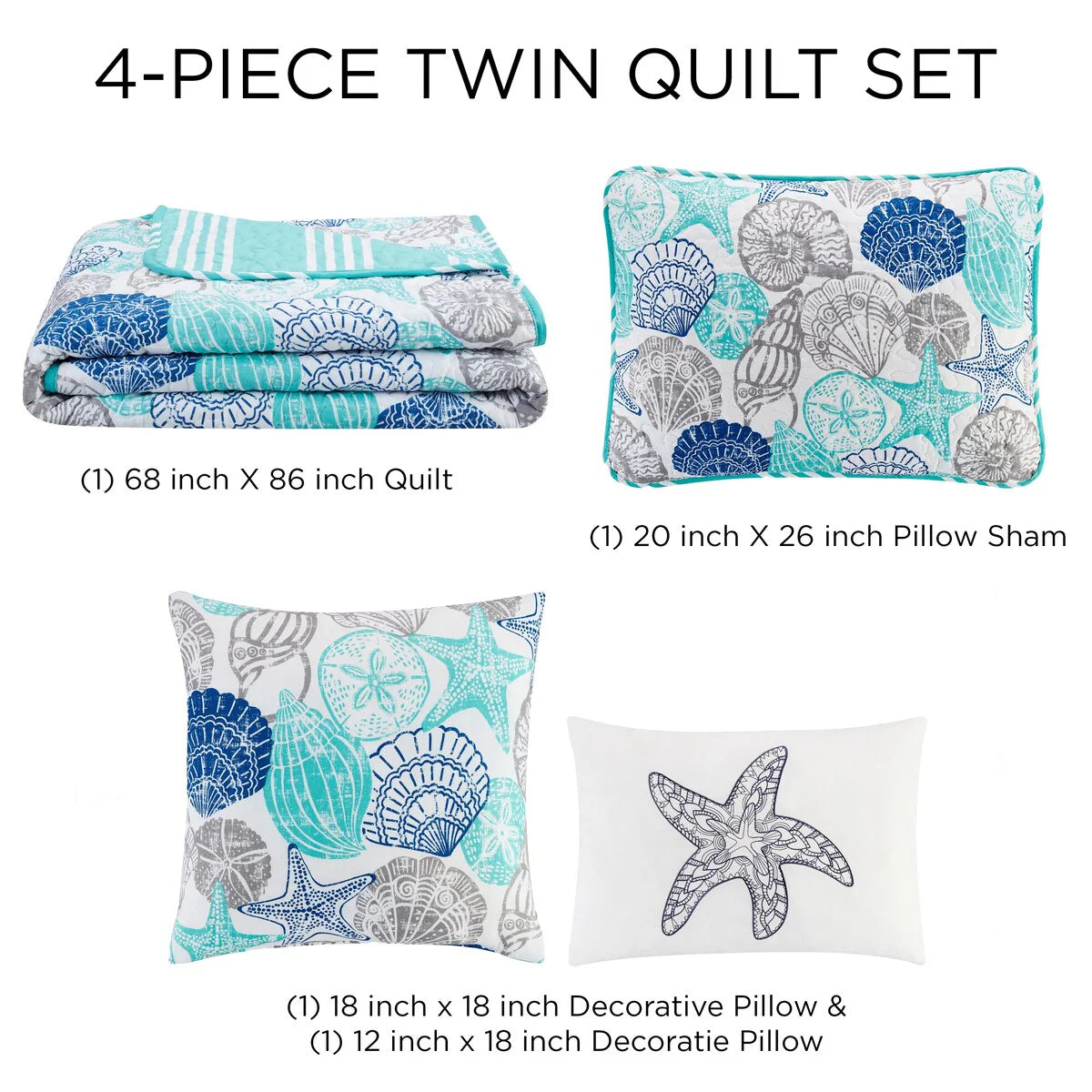 Quaint Home Kai Reversible 5-Piece Quilt Set