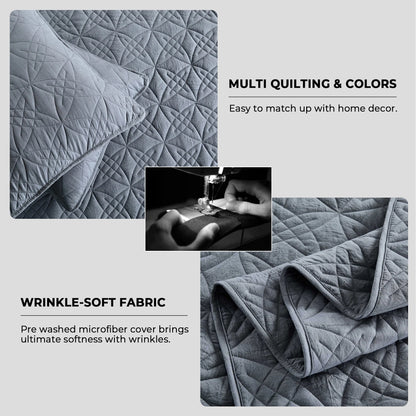 3-Piece Reversible Ultra Lighweight Coverlet Premium Microfiber Bedspread Quilt Set