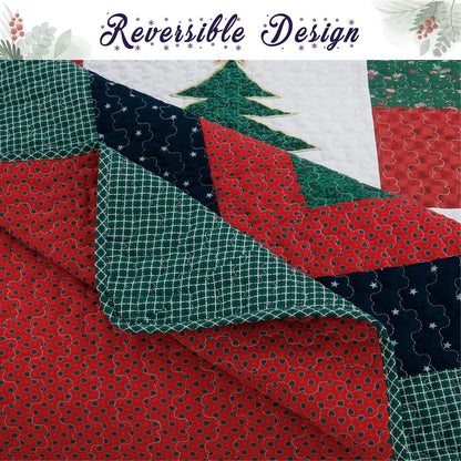 Cozy Line Merry Christmas Cotton Reversible Quilt Bedding Set