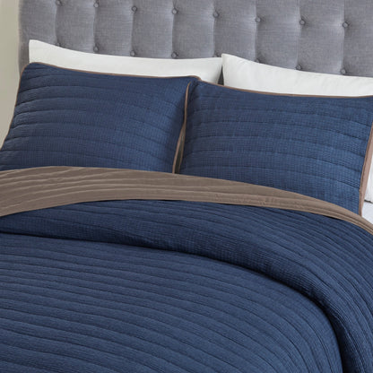 Madison Park Cameron 3 Piece Crinkled Microfiber Quilt Set