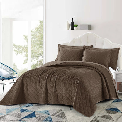 Serenta Velvet Quilts 5 Piece Ultra Soft Floor Touching Bedspread Set
