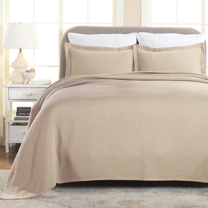 Superior Basketweave Cotton Decorative Bedspread Set