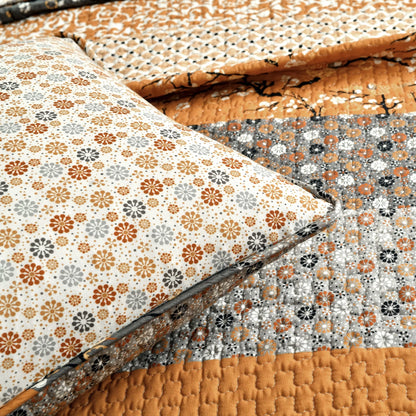 The Curated Nomad La Boheme Floral Cottage 3-piece Striped Quilt Set