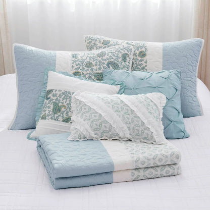 Madison Park Vanessa 6 Piece Cotton Percale Quilt Set with Throw Pillows