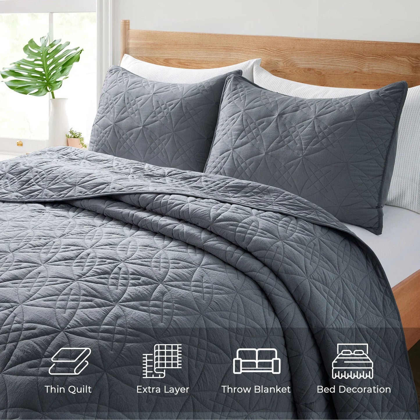3-Piece Reversible Ultra Lighweight Coverlet Premium Microfiber Bedspread Quilt Set