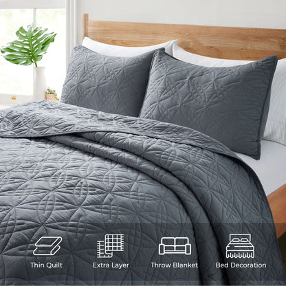 3-Piece Reversible Ultra Lighweight Coverlet Premium Microfiber Bedspread Quilt Set