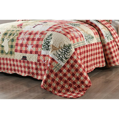 Rustic Patchwork Christmas Quilt Bedspread Set