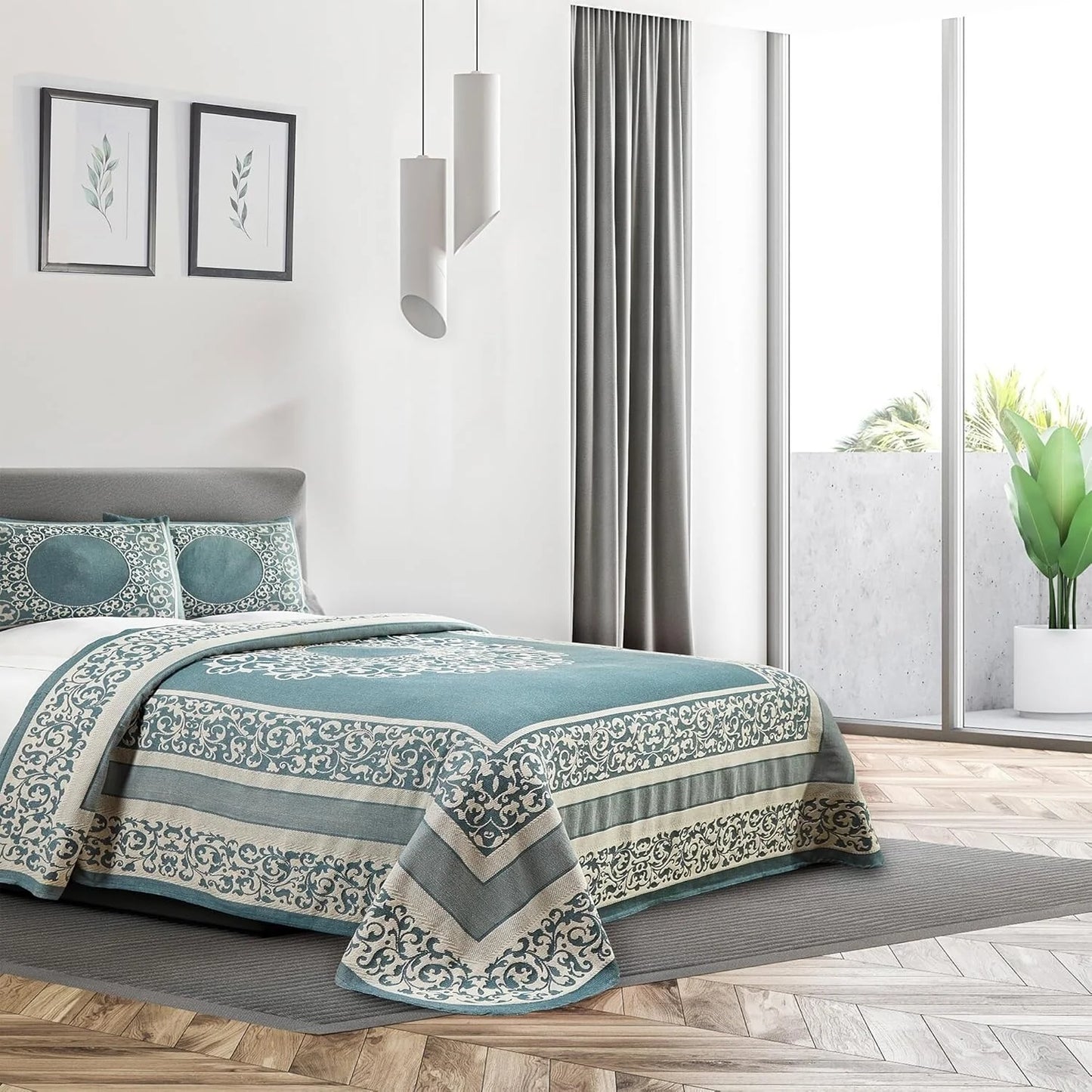 Superior Cotton Blend Oversized Classic Medallion Bedspread Set