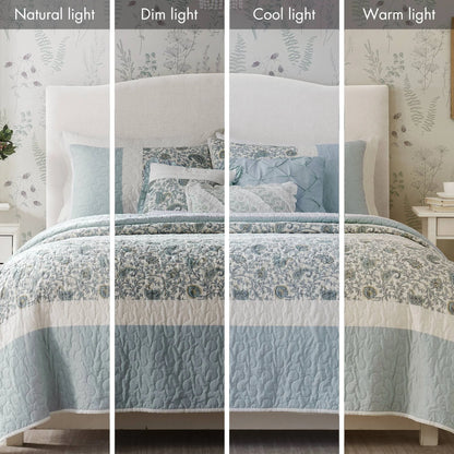 Madison Park Vanessa 6 Piece Cotton Percale Quilt Set with Throw Pillows
