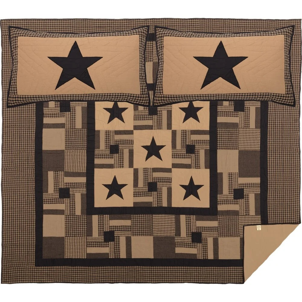 Black Check Star Quilt Set