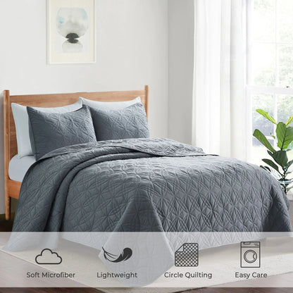 3-Piece Reversible Ultra Lighweight Coverlet Premium Microfiber Bedspread Quilt Set