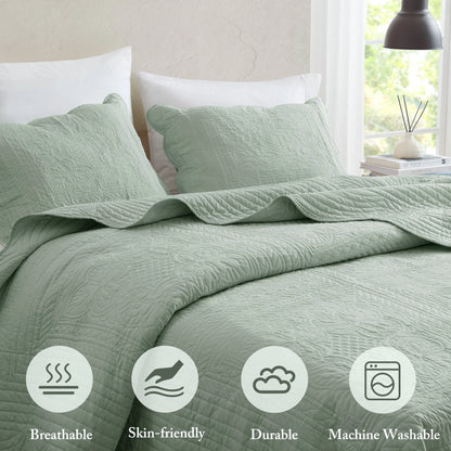 Madison Park Marino 3 Piece Reversible Scalloped Edge Quilt Set