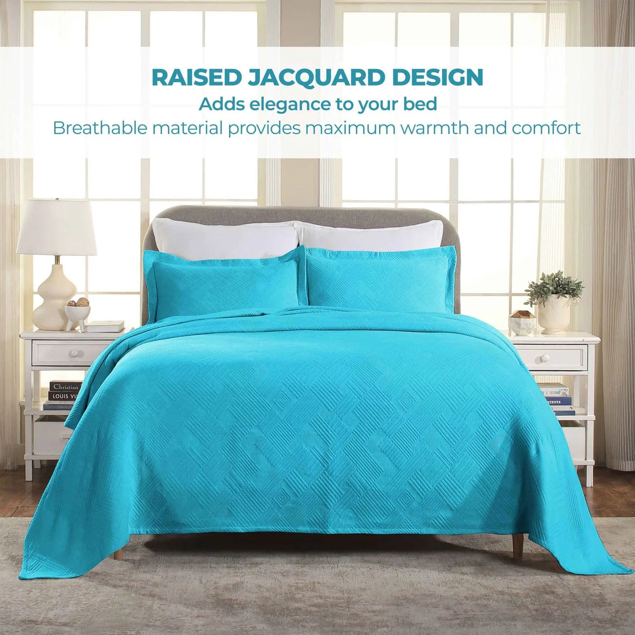 Superior Geometric Fret Cotton Decorative Bedspread Set