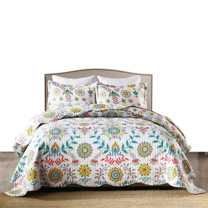 Boho Floral Lightweight Quilted Bedspread Set