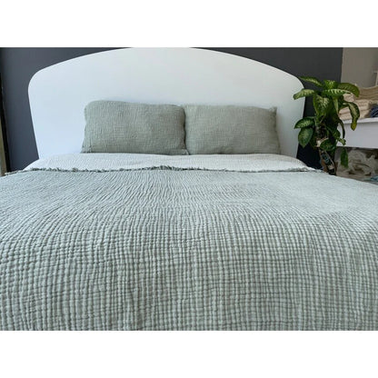 Muslin Blanket 4 Layers, Soft Bedspread, Turkish Cotton Muslin Bed Cover, Reversible Coverlet