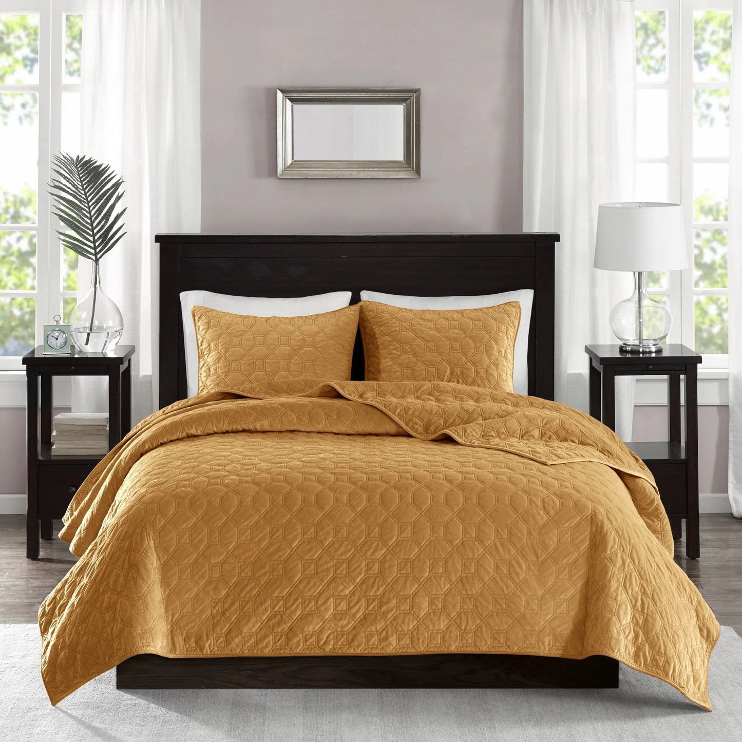 Madison Park Emery 3 Piece Velvet Quilt Set