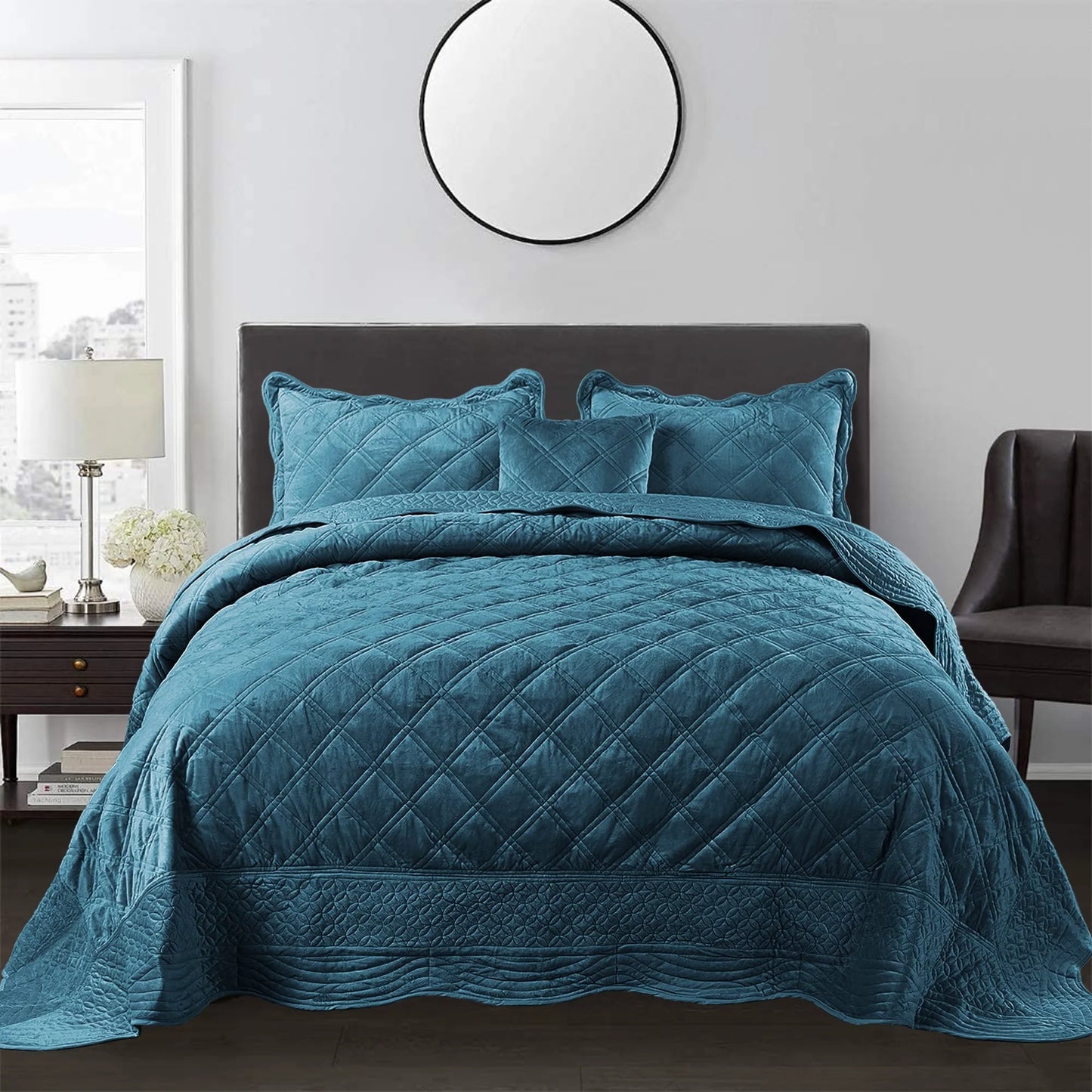 Serenta Supersoft Microplush Quilted 4 Pieces Bedspread Coverlet Set