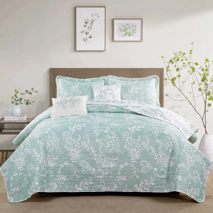 Serenta 5 Piece Printed Microfiber LA Boheme Quilt Set